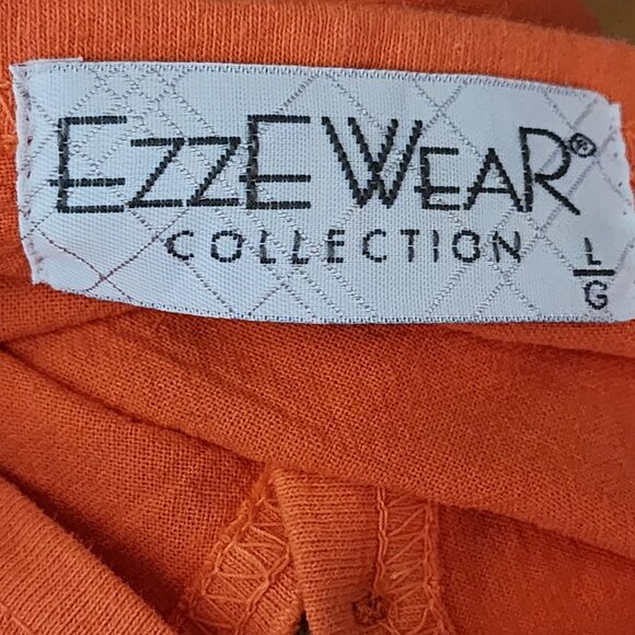 Ezze Wear Orange Cotton Button Front V-Neck Loose Fit Blouse - Picture 4 of 5